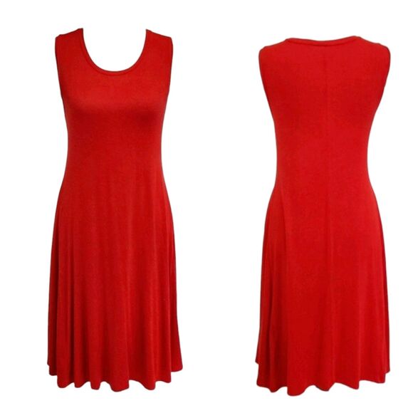 Style & Co Red A-Line Swing Dress Sleeveless Scoop Neck Large Rayon Summer Dress - Picture 12 of 12